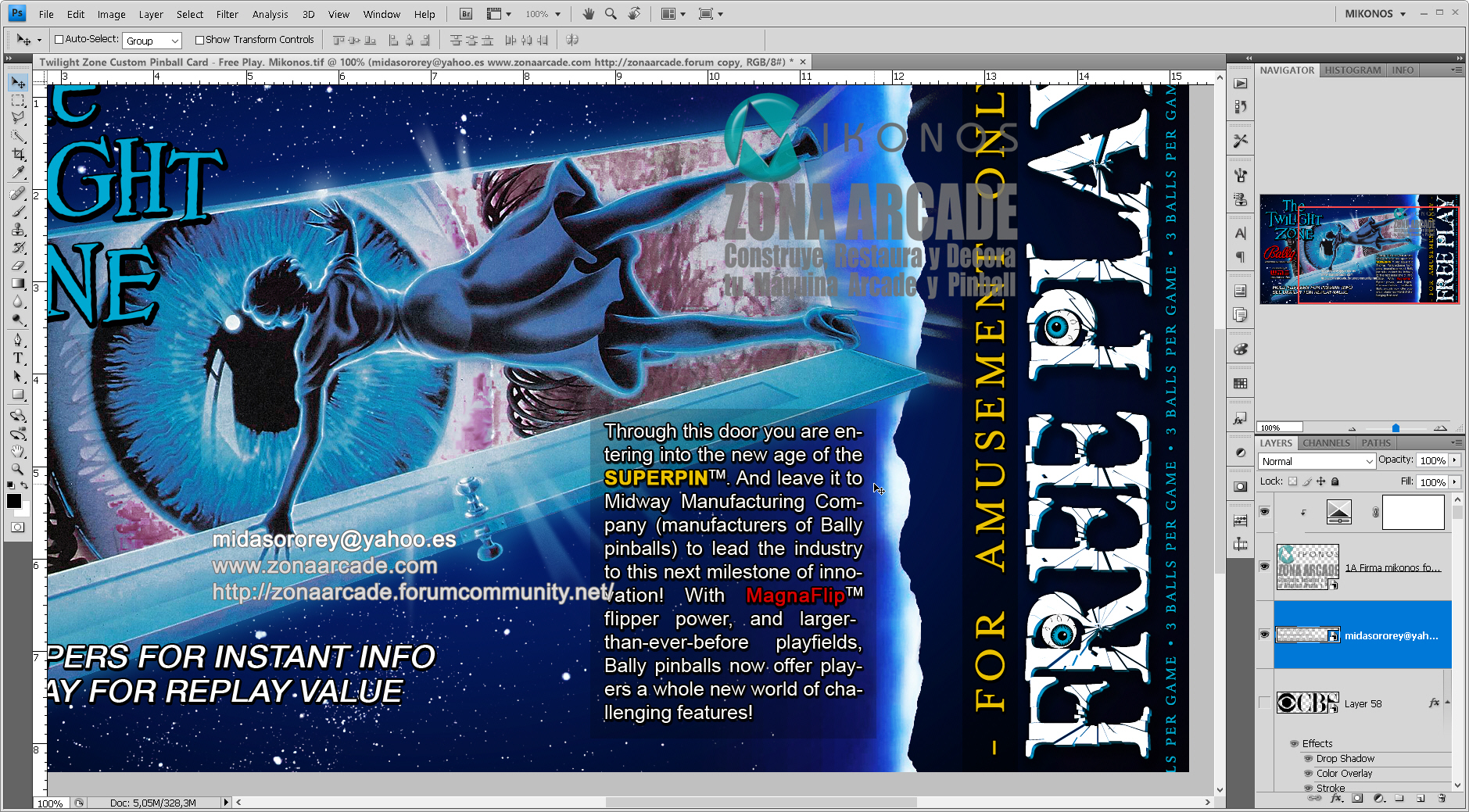 "Twilight Zone Custom Pinball Cards" (BALLY). Designed by Zona Arcade